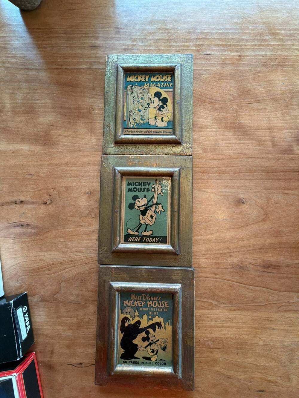 Set of 3 Disney Parks Vintage Mickey Mouse Magazine Cover Mini Giclee Art Frames